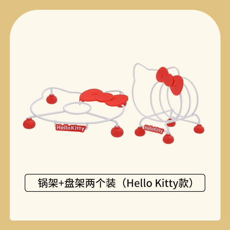 HelloKitty锅架坐式厨房多功能置物架米奇盘子收纳架灶台菜板架子