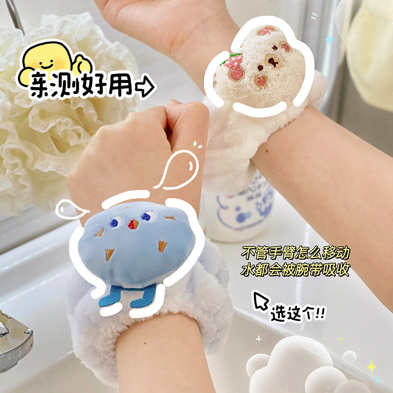 可爱洗脸手腕带洗手防湿滴水袖子护腕吸水神器运动吸汗洗漱手巾女