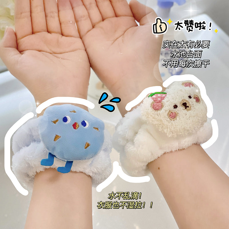 可爱洗脸手腕带洗手防湿滴水袖子护腕吸水神器运动吸汗洗漱手巾女