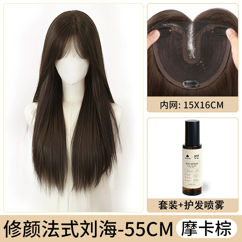 艾雪梦不用戴发网假发女片头顶遮白发增发量蓬松高颅顶长发补发片