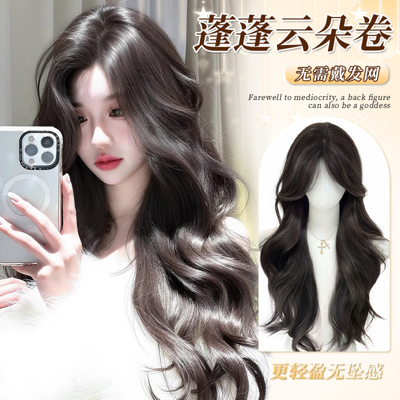 艾雪梦不用戴发网假发女片头顶高颅顶补发片轻薄蓬松长卷发全头套