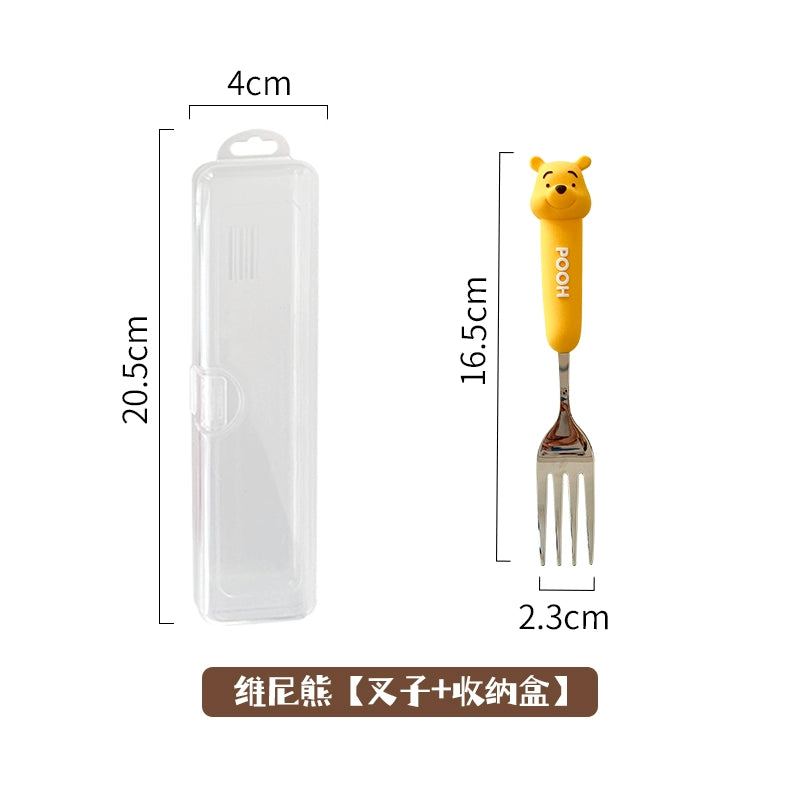 草莓熊可爱儿童勺子西瓜叉子家用304不锈钢调羹吃饭汤勺硅胶餐具