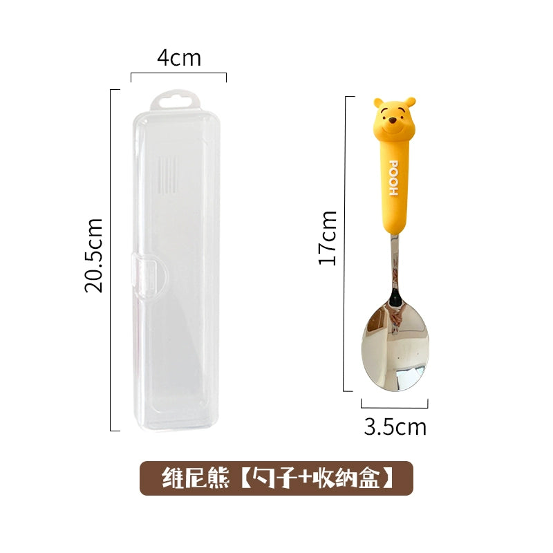 草莓熊可爱儿童勺子西瓜叉子家用304不锈钢调羹吃饭汤勺硅胶餐具