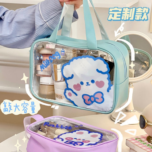 透明化妆包防水化妆品收纳包卡通旅行儿童洗漱包旅游收纳袋便携式