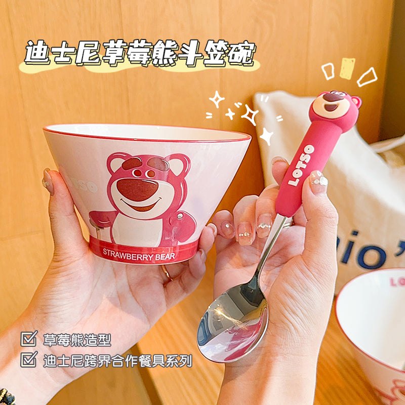 草莓熊可爱儿童勺子西瓜叉子家用304不锈钢调羹吃饭汤勺硅胶餐具